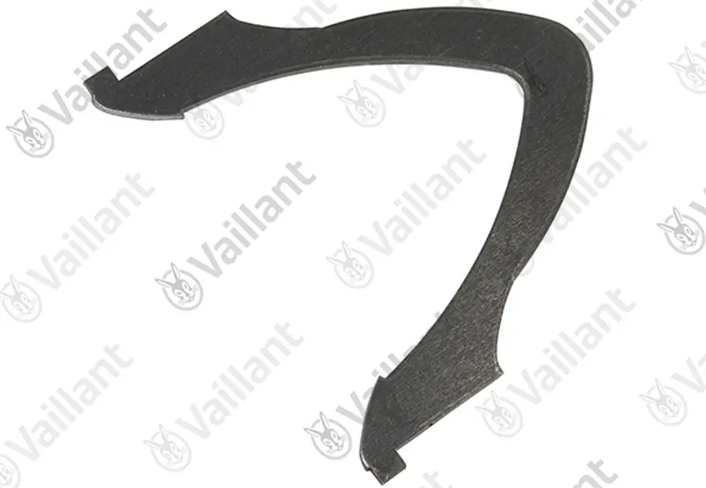 Vaillant Halter in schwarzer Farbe, geformt mit zwei Auslöchern an den Enden, angezeigt auf weißem Hintergrund.